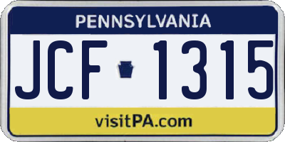 PA license plate JCF1315