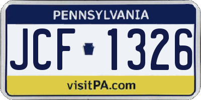 PA license plate JCF1326
