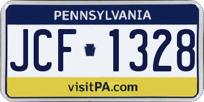 PA license plate JCF1328