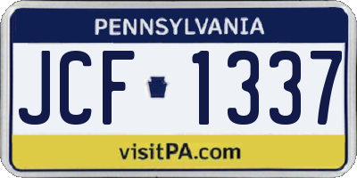PA license plate JCF1337