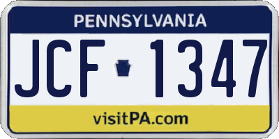 PA license plate JCF1347