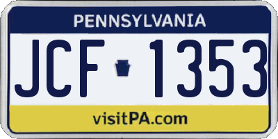PA license plate JCF1353