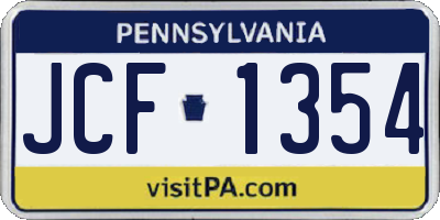 PA license plate JCF1354