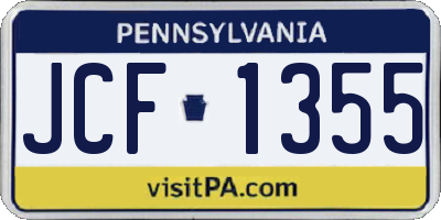 PA license plate JCF1355