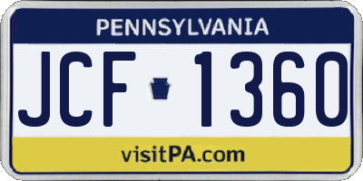 PA license plate JCF1360