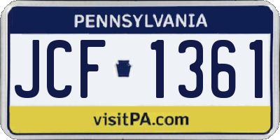 PA license plate JCF1361