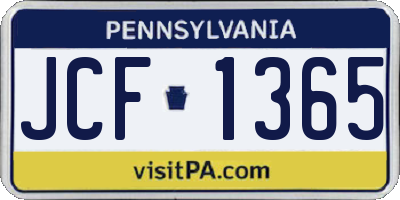 PA license plate JCF1365