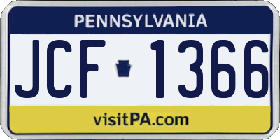 PA license plate JCF1366