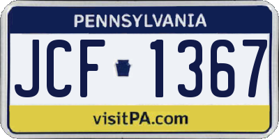 PA license plate JCF1367