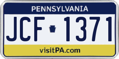 PA license plate JCF1371