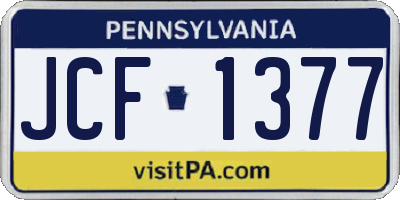 PA license plate JCF1377