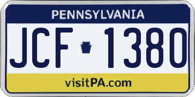 PA license plate JCF1380