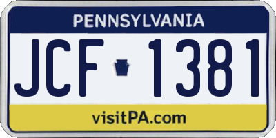 PA license plate JCF1381