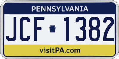 PA license plate JCF1382
