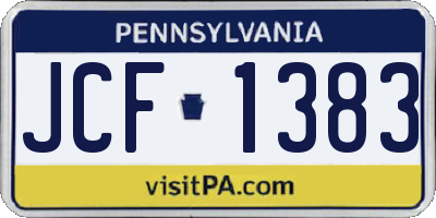 PA license plate JCF1383