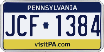 PA license plate JCF1384