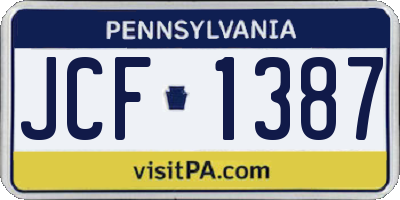 PA license plate JCF1387
