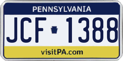 PA license plate JCF1388