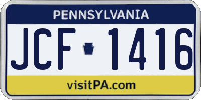 PA license plate JCF1416