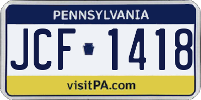 PA license plate JCF1418
