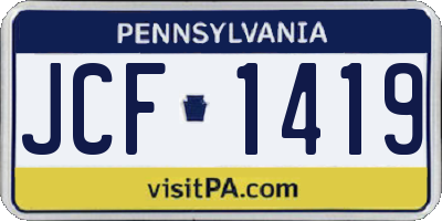 PA license plate JCF1419