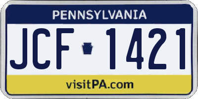 PA license plate JCF1421