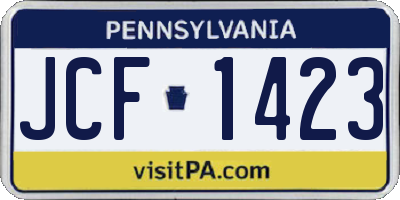PA license plate JCF1423