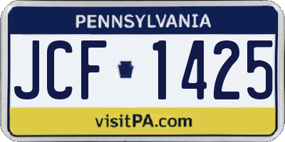 PA license plate JCF1425
