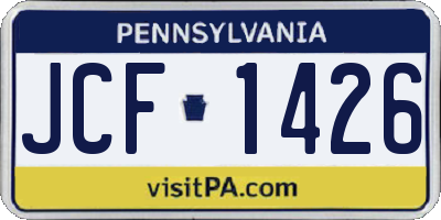 PA license plate JCF1426