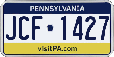 PA license plate JCF1427