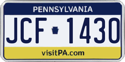 PA license plate JCF1430