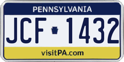 PA license plate JCF1432