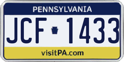PA license plate JCF1433