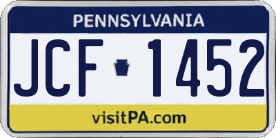 PA license plate JCF1452