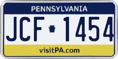 PA license plate JCF1454