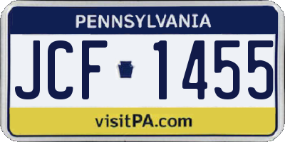 PA license plate JCF1455