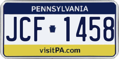 PA license plate JCF1458