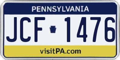 PA license plate JCF1476