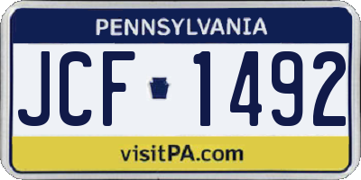 PA license plate JCF1492