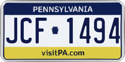 PA license plate JCF1494