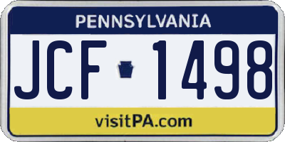 PA license plate JCF1498