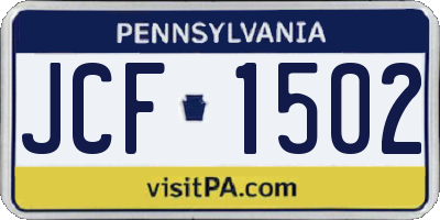 PA license plate JCF1502