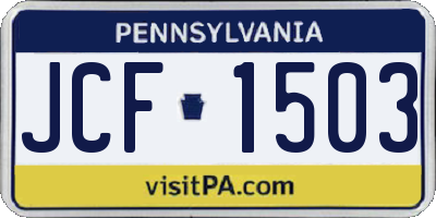 PA license plate JCF1503
