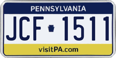 PA license plate JCF1511