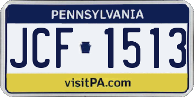 PA license plate JCF1513