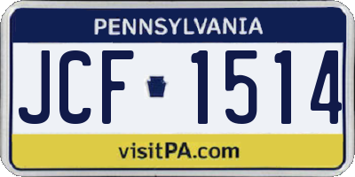 PA license plate JCF1514