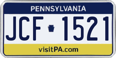 PA license plate JCF1521
