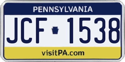 PA license plate JCF1538