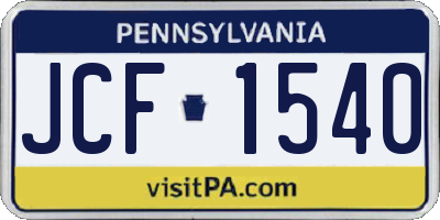 PA license plate JCF1540