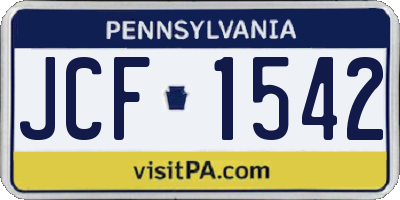 PA license plate JCF1542